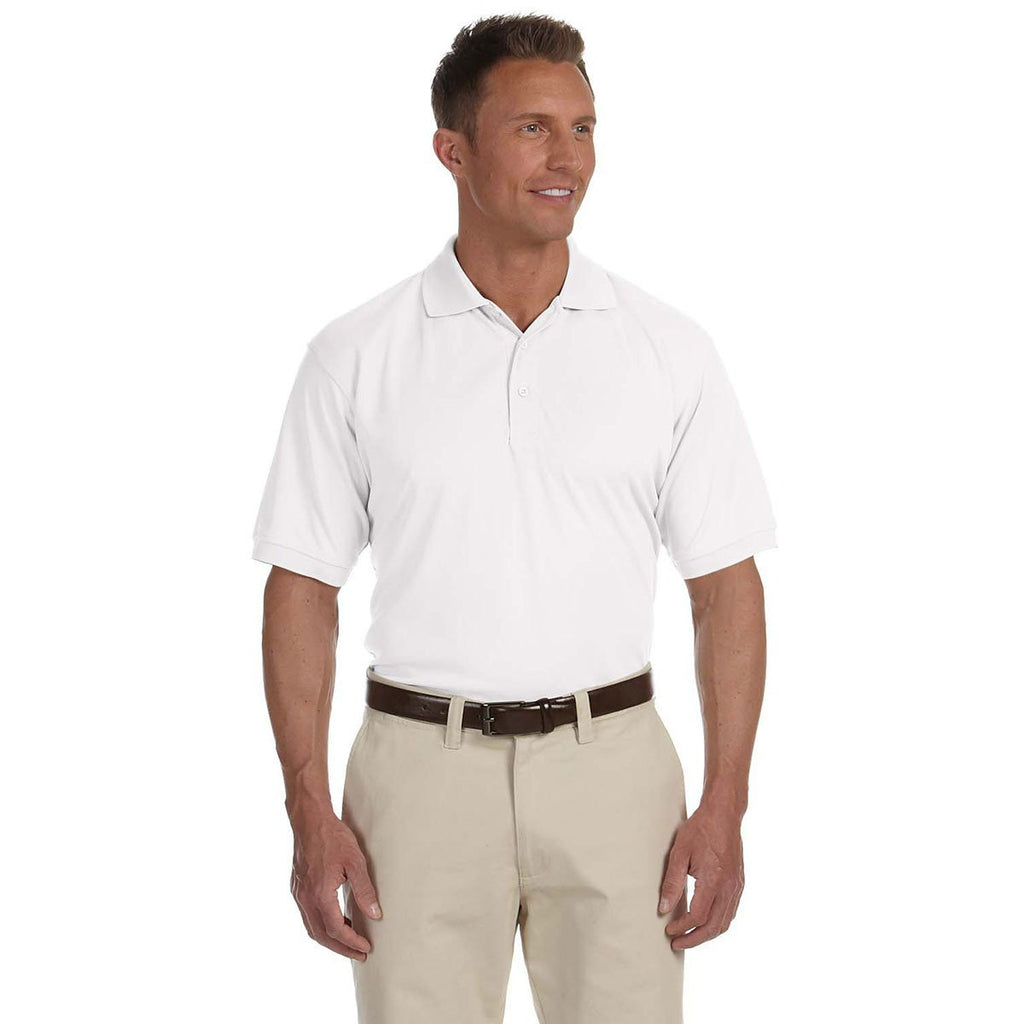 Devon & Jones Men's White Dri-Fast Advantage Solid Mesh Polo