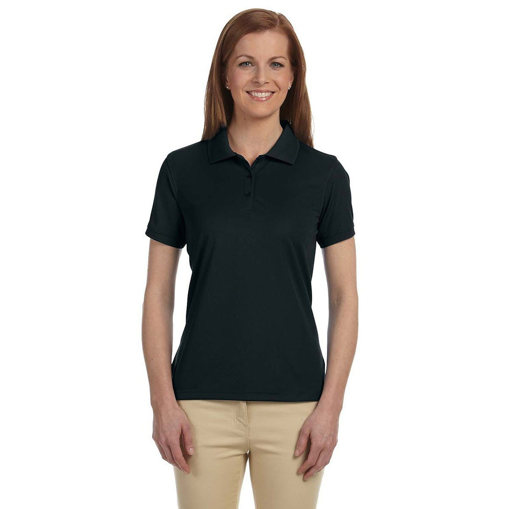 Devon & Jones Women's Black Dri-Fast Advantage Solid Mesh Polo
