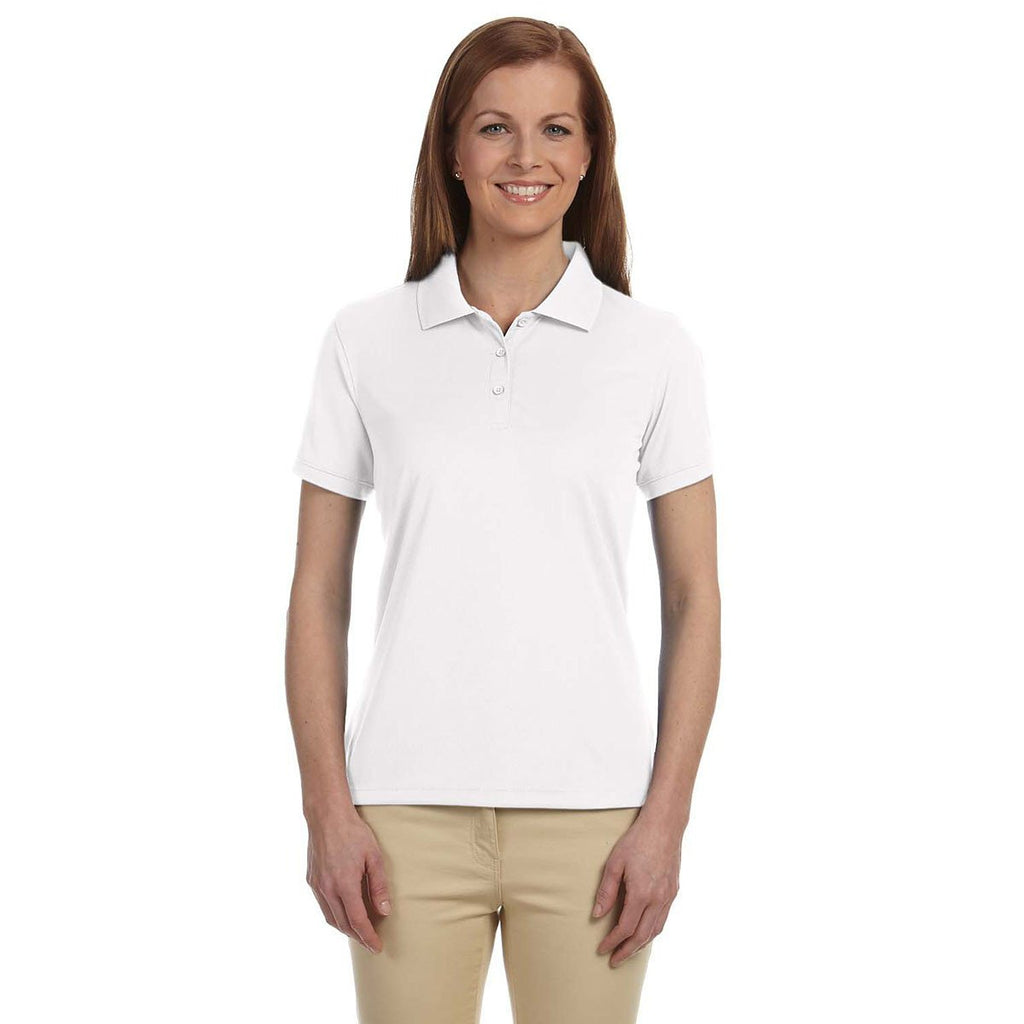 Devon & Jones Women's White Dri-Fast Advantage Solid Mesh Polo