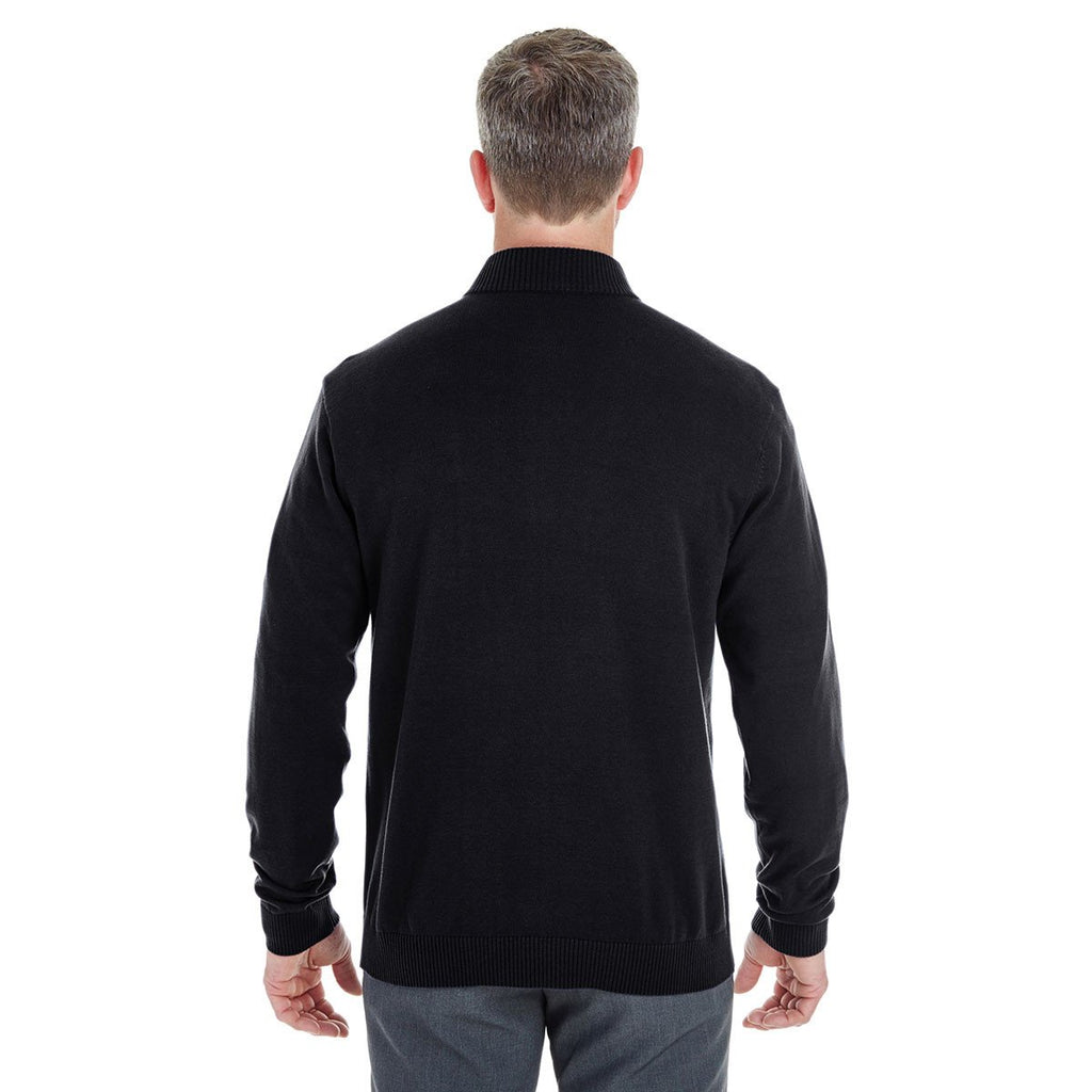 Devon & Jones Men's Black/Graphite Manchester Fully-Fashioned Quarter-zip Sweater