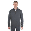 Devon & Jones Men's Dark Grey Heather/Black Manchester Fully-Fashioned Quarter-zip Sweater