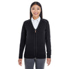 Devon & Jones Women's Black/Graphite Manchester Fully-Fashioned Full-zip Sweater