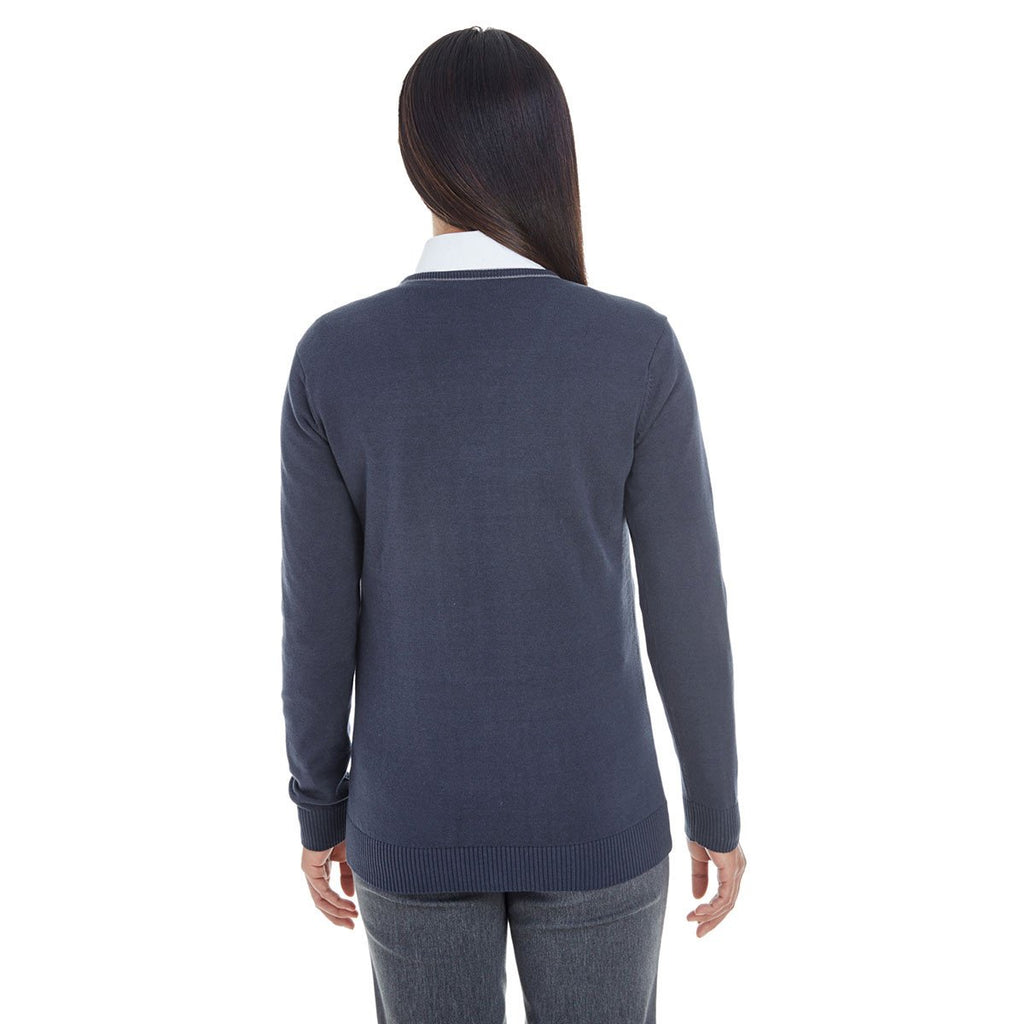 Devon & Jones Women's Navy/Graphite Manchester Fully-Fashioned Full-zip Sweater
