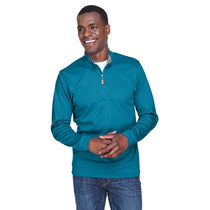 Devon & Jones Men's Dark Teal/Grey Heather Drytec 20 Performance Quarter-zip