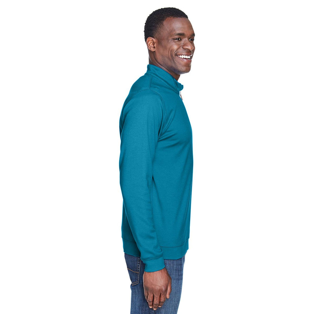 Devon & Jones Men's Dark Teal/Grey Heather Drytec 20 Performance Quarter-zip