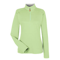 Devon & Jones Women's Lime/Grey Heather/Lime Drytec 20 Performance Quarter-zip