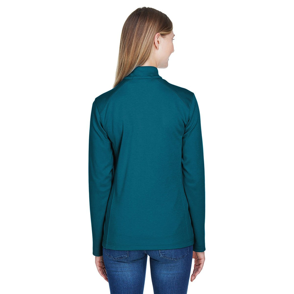 Devon & Jones Women's Dark Teal/Grey Heather Drytec 20 Performance Quarter-zip