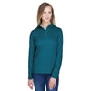 Devon & Jones Women's Dark Teal/Grey Heather Drytec 20 Performance Quarter-zip