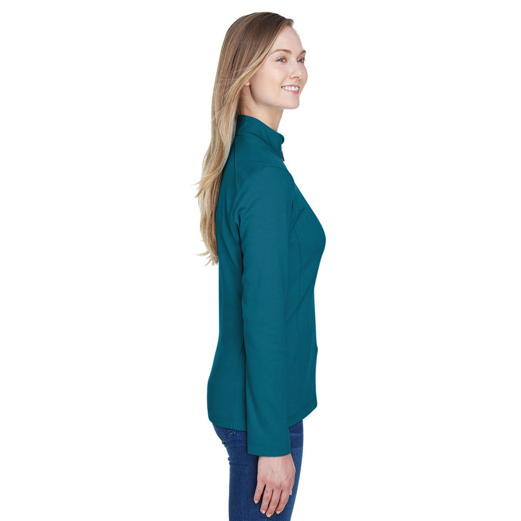Devon & Jones Women's Dark Teal/Grey Heather Drytec 20 Performance Quarter-zip