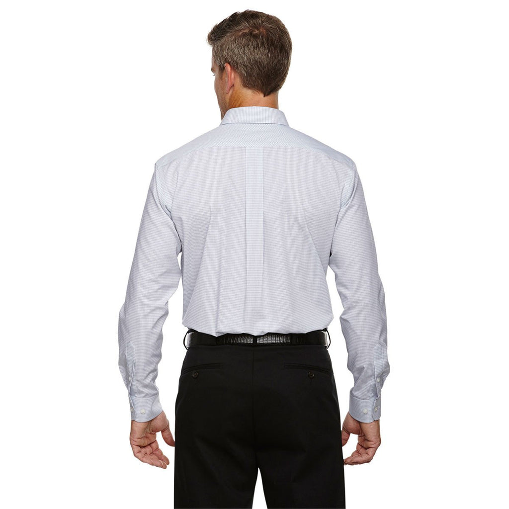 Devon & Jones Men's White/Navy/Crystle Crown Collection Micro Tattersall