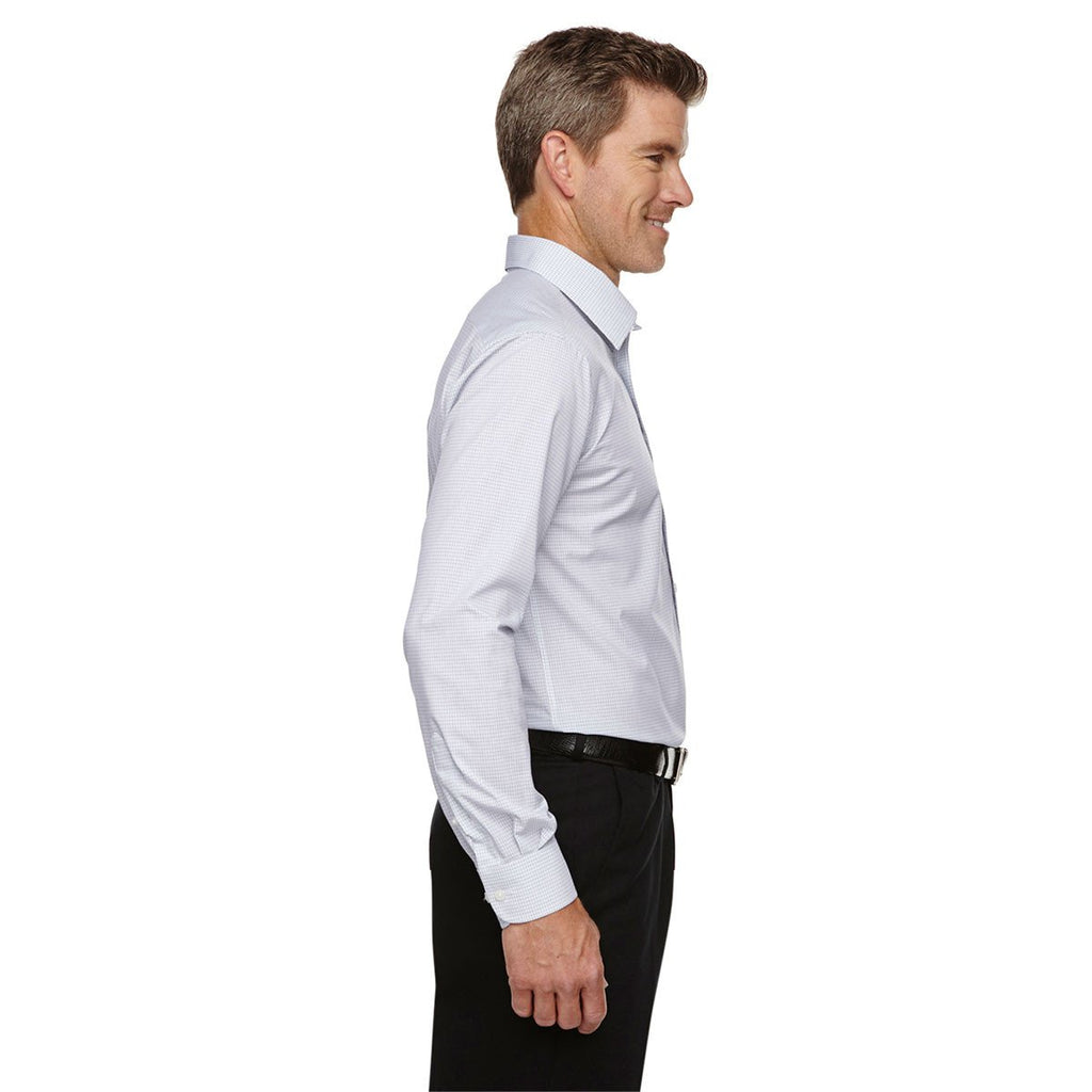 Devon & Jones Men's White/Navy/Crystle Crown Collection Micro Tattersall