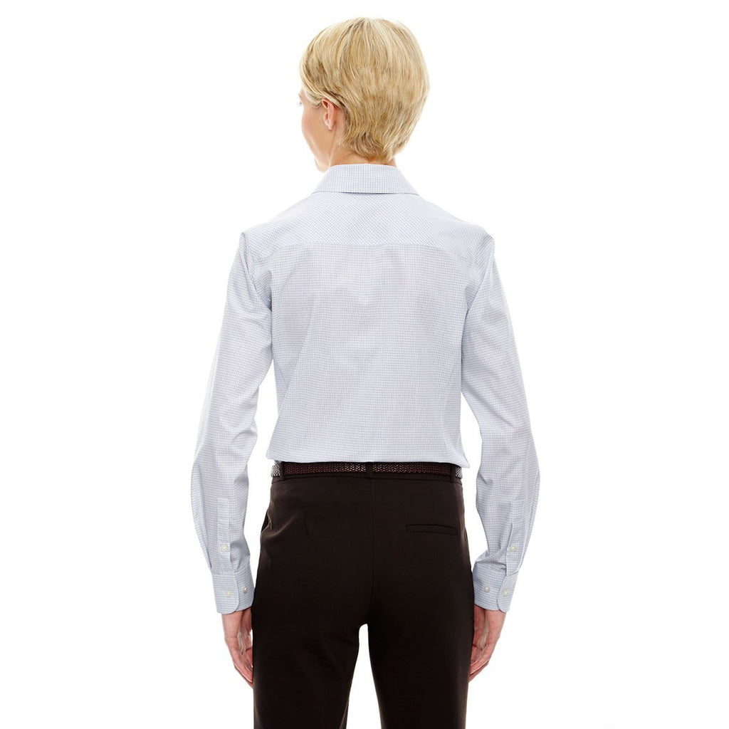 Devon & Jones Women's White/Navy Crown Collection Micro Tattersall