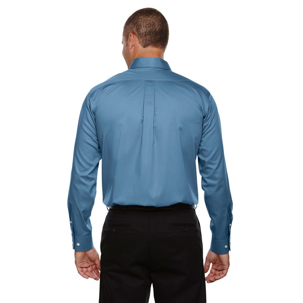 Devon & Jones Men's Slate Blue Crown Collection Solid Stretch Twill