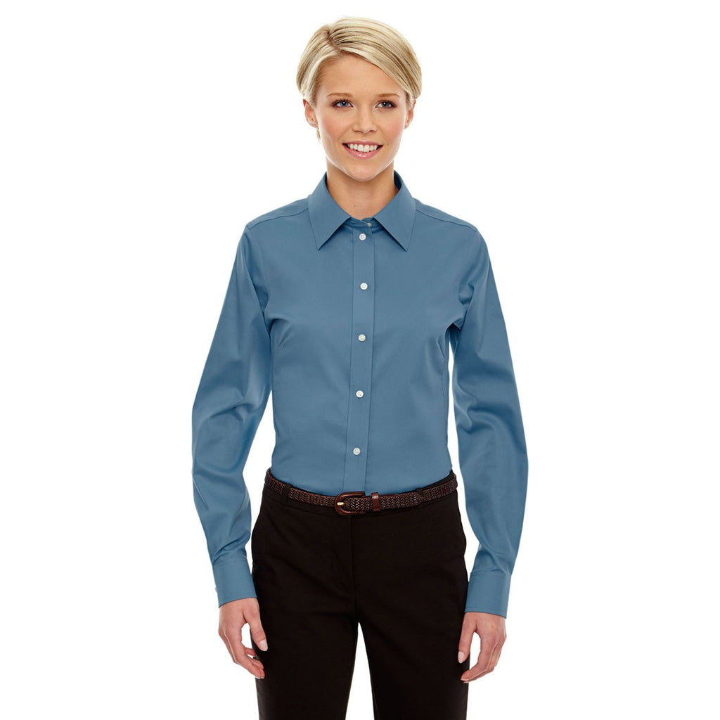 Devon & Jones Women's Slate Blue Crown Collection Solid Stretch Twill