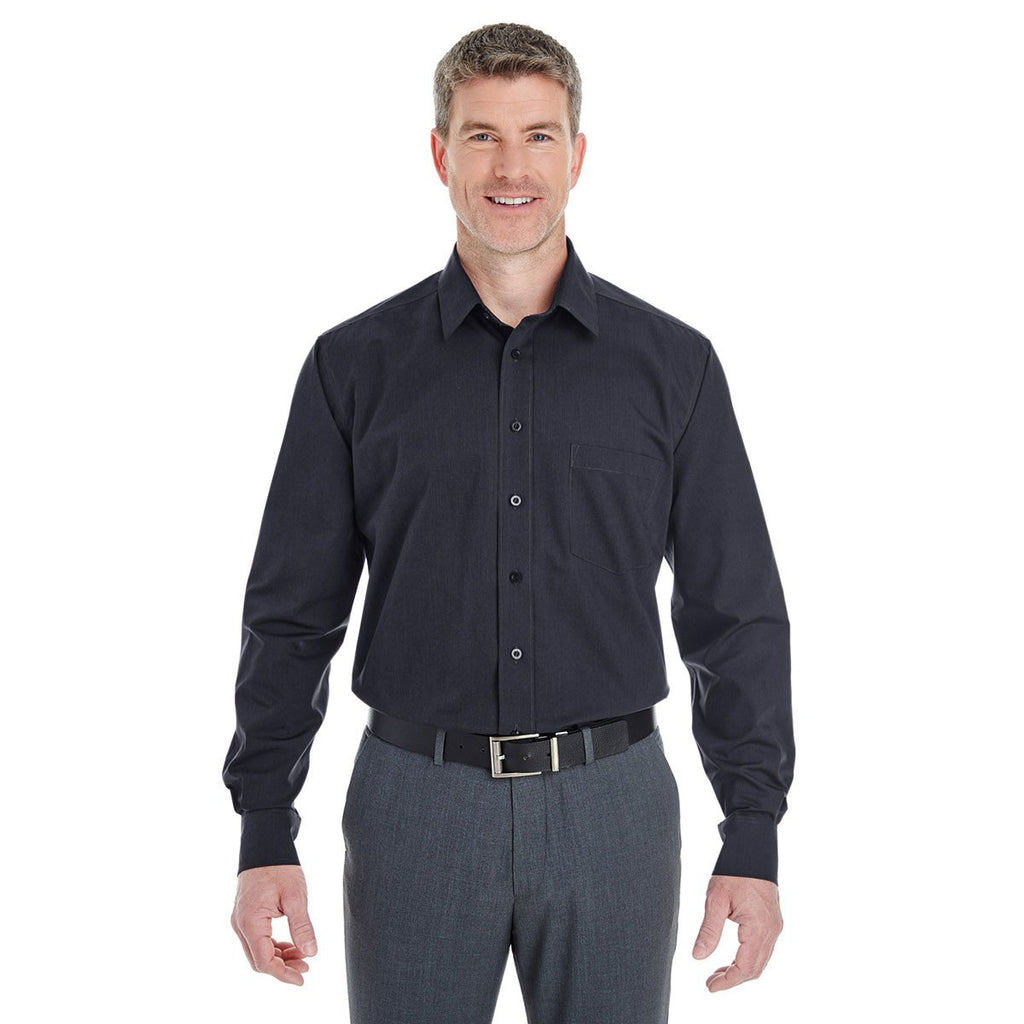 Devon & Jones Men's Black/Graphite Crown Collection Striped Shirt