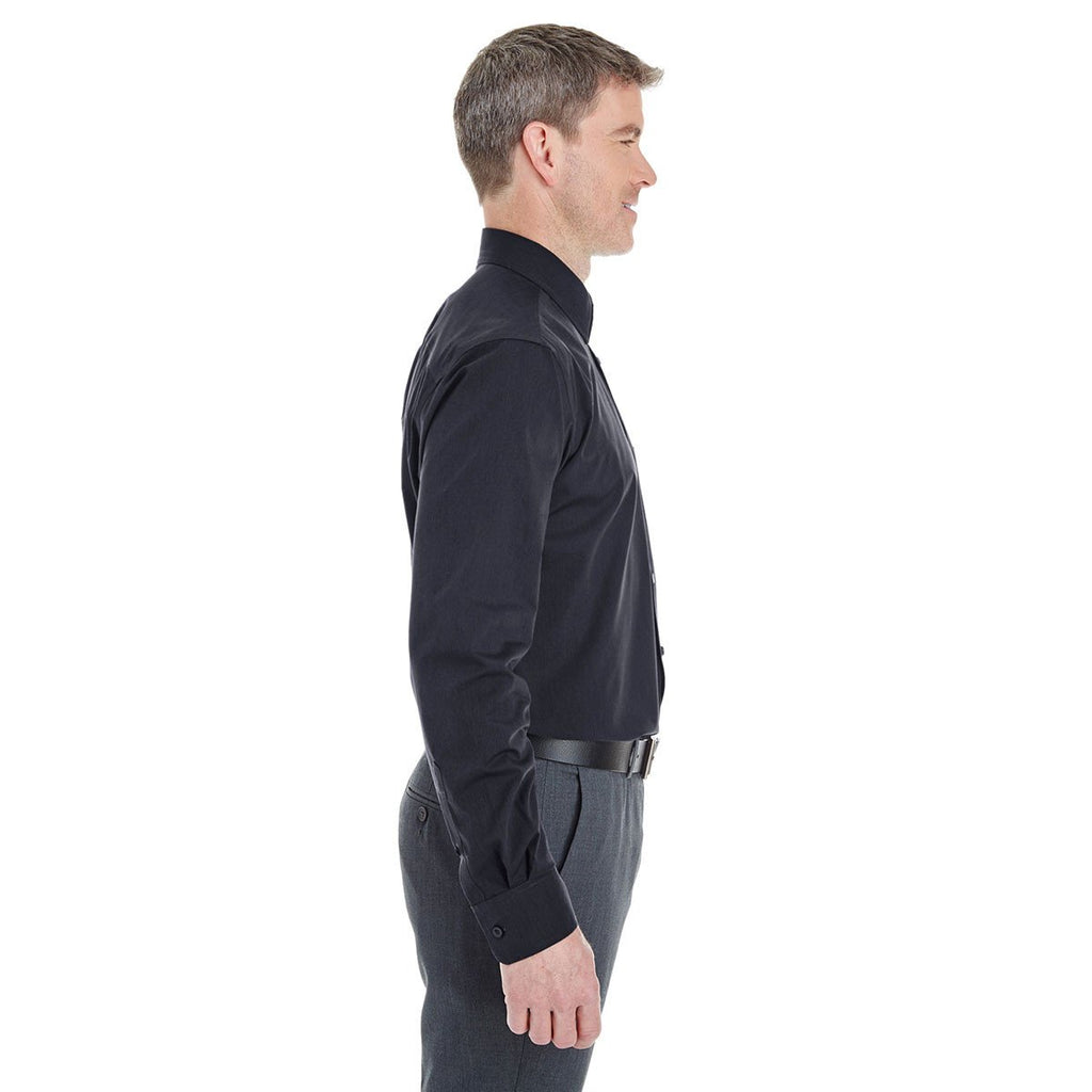 Devon & Jones Men's Black/Graphite Crown Collection Striped Shirt