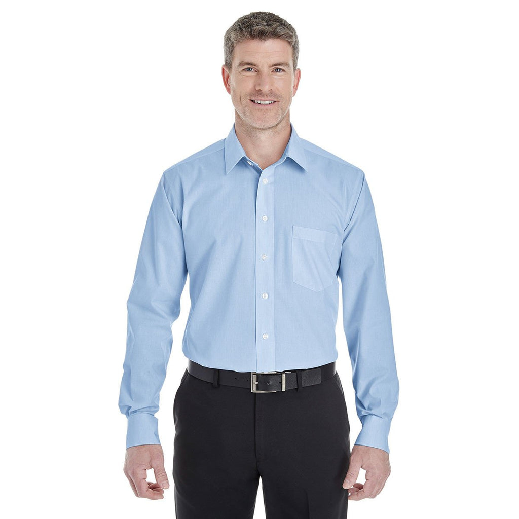 Devon & Jones Men's French Blue/White Crown Collection Striped Shirt