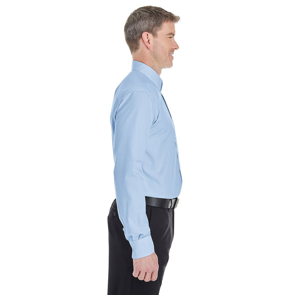 Devon & Jones Men's French Blue/White Crown Collection Striped Shirt