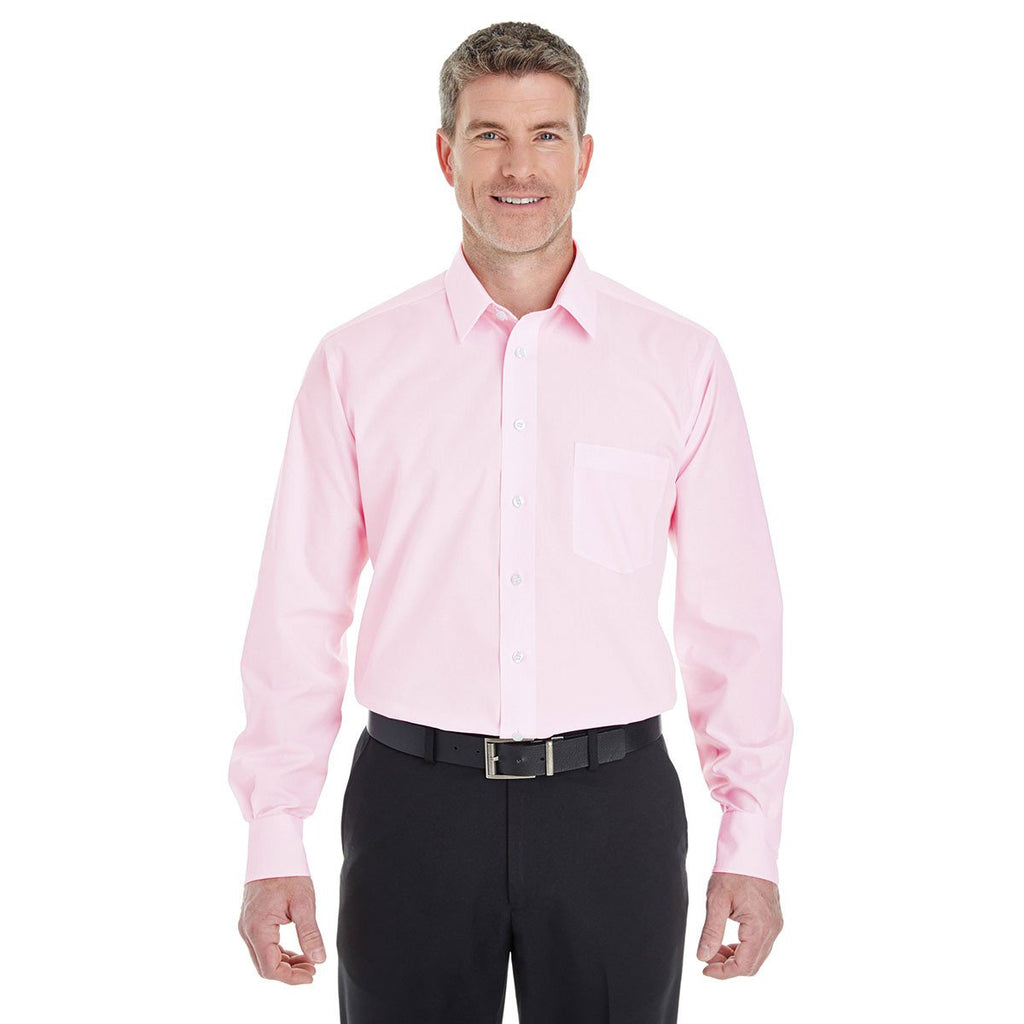 Devon & Jones Men's Pink/White Crown Collection Striped Shirt