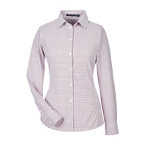 Devon & Jones Women's Burgundy/White CrownLux Performance Micro Windowpane Shirt