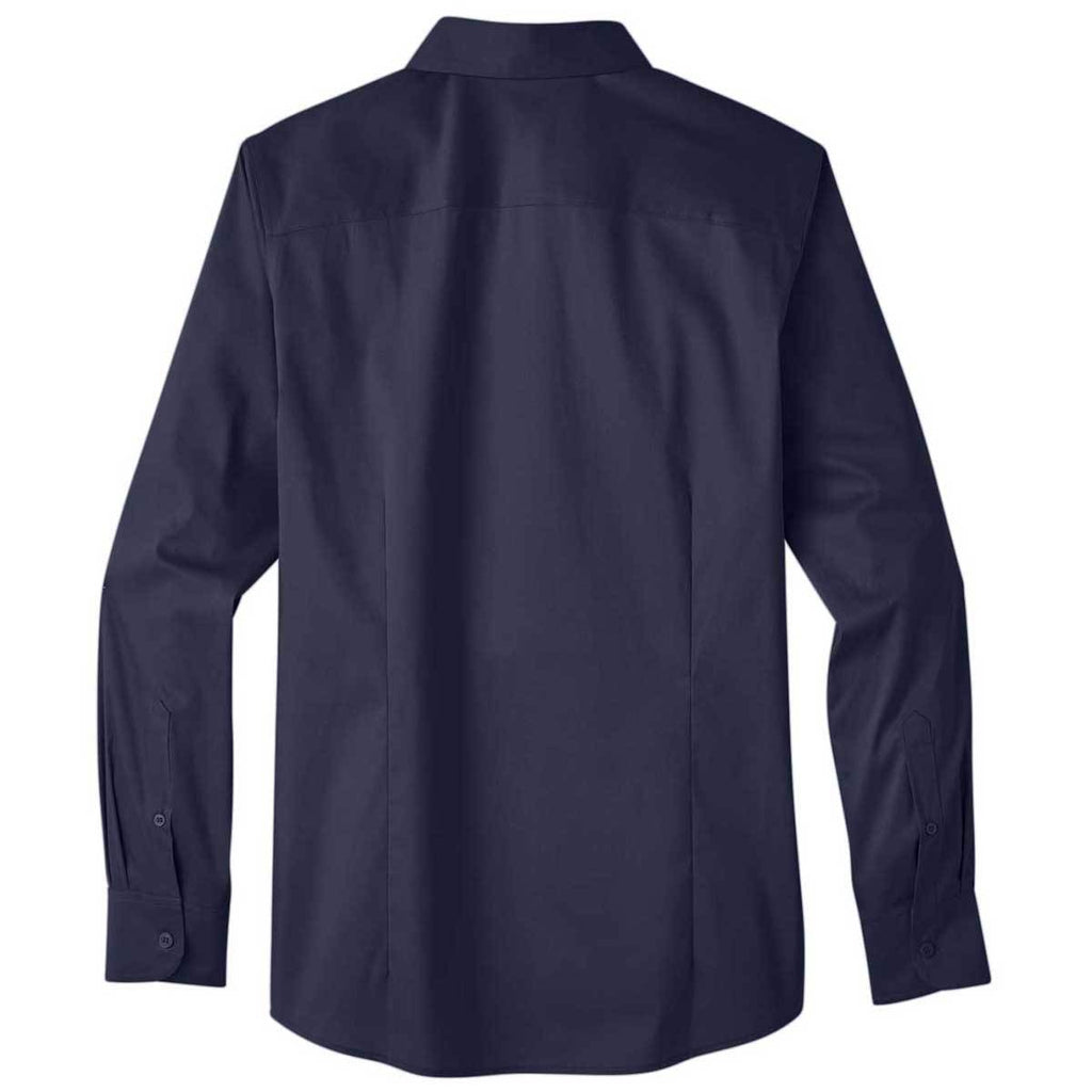 Devon & Jones Men's Navy Crown Collection Stretch Broadcloth Slim Fit Shirt
