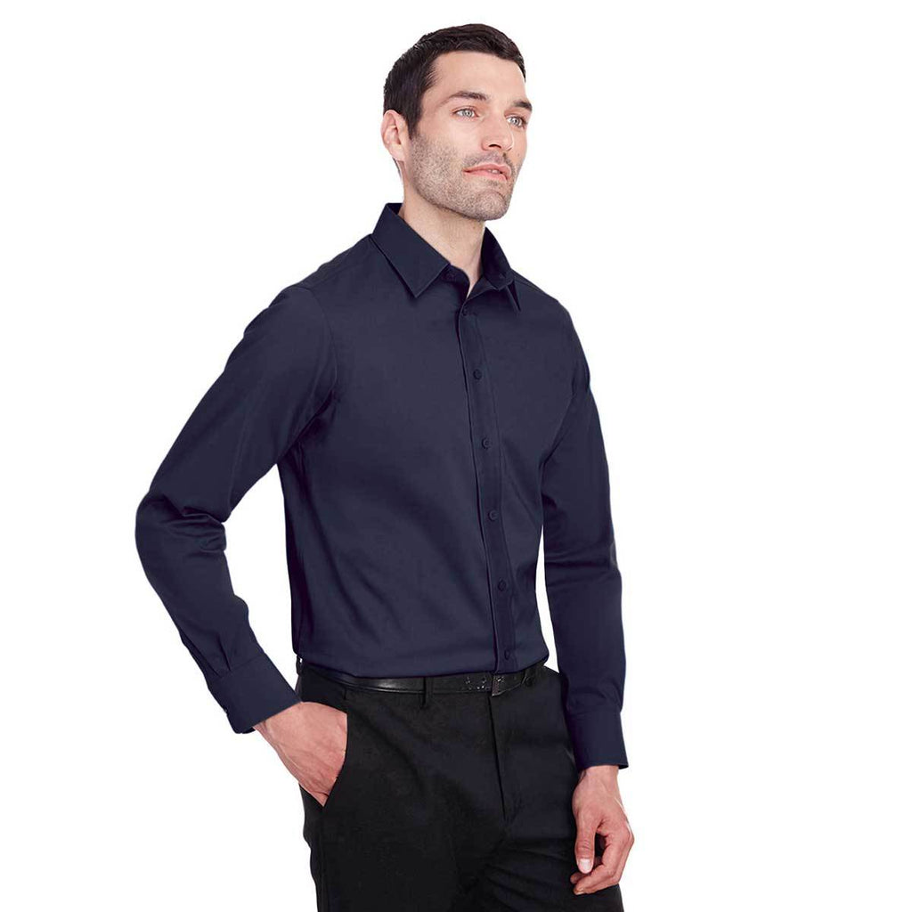 Devon & Jones Men's Navy Crown Collection Stretch Broadcloth Slim Fit Shirt