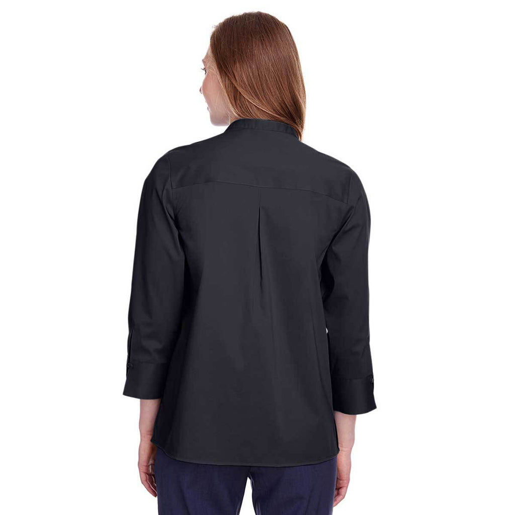 Devon & Jones Women's Black Crown Collection Stretch Broadcloth 3/4 Sleeve Blouse