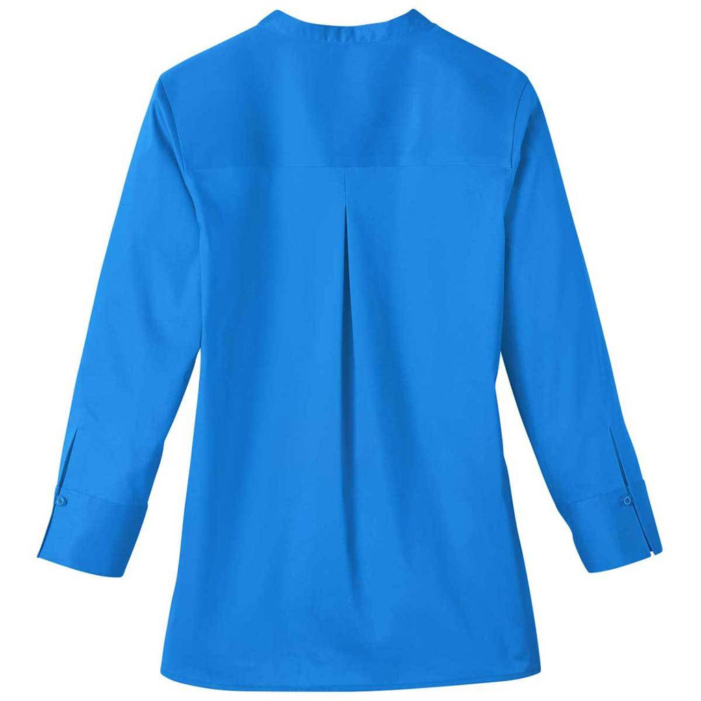 Devon & Jones Women's French Blue Crown Collection Stretch Broadcloth 3/4 Sleeve Blouse