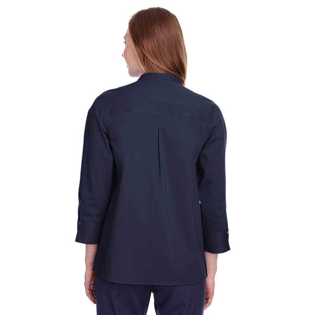 Devon & Jones Women's Navy Crown Collection Stretch Broadcloth 3/4 Sleeve Blouse