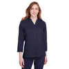 Devon & Jones Women's Navy Crown Collection Stretch Broadcloth 3/4 Sleeve Blouse