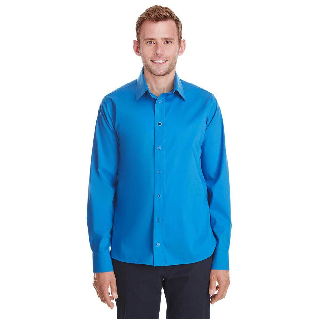 Devon & Jones Men's French Blue Crown Collection Stretch Broadcloth Untucked Shirt