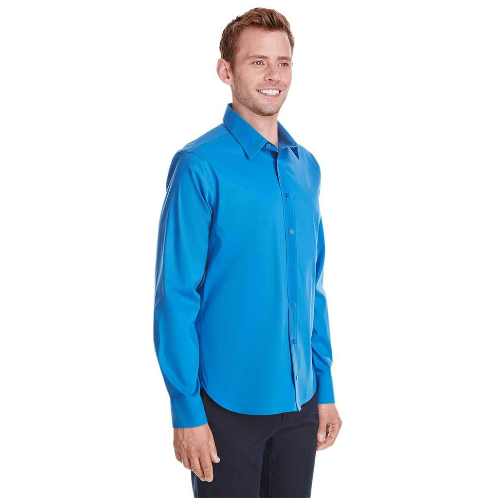 Devon & Jones Men's French Blue Crown Collection Stretch Broadcloth Untucked Shirt
