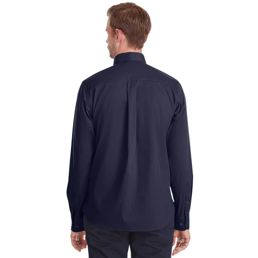 Devon & Jones Men's Navy Crown Collection Stretch Broadcloth Untucked Shirt