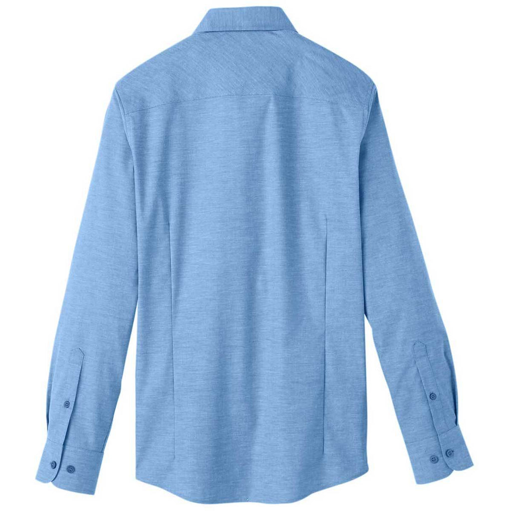 Devon & Jones Men's French Blue Crown Collection Stretch Pinpoint Chambray Shirt