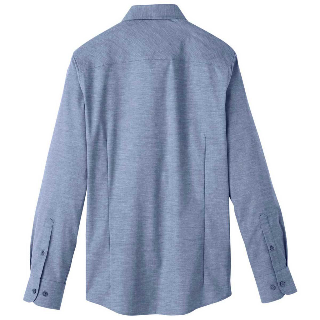 Devon & Jones Men's Navy Crown Collection Stretch Pinpoint Chambray Shirt
