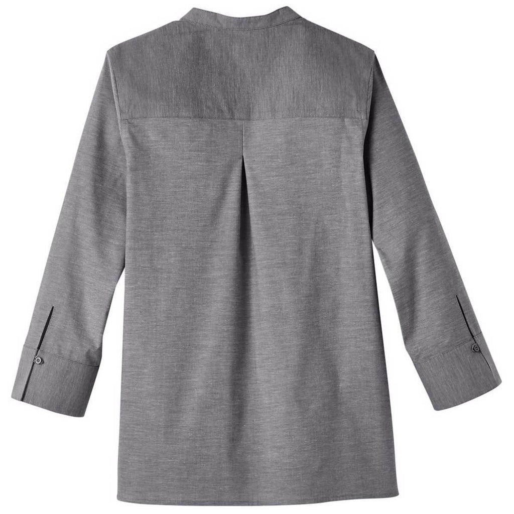 Devon & Jones Women's Graphite Crown Collection Stretch Pinpoint Chambray 3/4 Sleeve Blouse