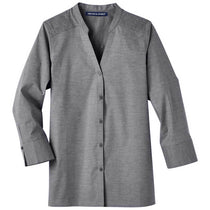 Devon & Jones Women's Graphite Crown Collection Stretch Pinpoint Chambray 3/4 Sleeve Blouse