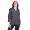Devon & Jones Women's Black Crown Collection Stretch Pinpoint Chambray 3/4 Sleeve Blouse