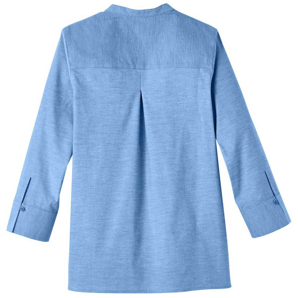 Devon & Jones Women's French Blue Crown Collection Stretch Pinpoint Chambray 3/4 Sleeve Blouse