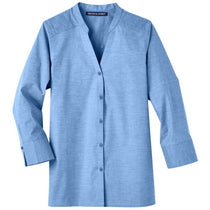 Devon & Jones Women's French Blue Crown Collection Stretch Pinpoint Chambray 3/4 Sleeve Blouse