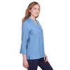 Devon & Jones Women's French Blue Crown Collection Stretch Pinpoint Chambray 3/4 Sleeve Blouse