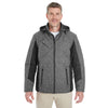 Devon & Jones Men's Dark Grey Heather/Black Midtown Insulated Fabric-block Jacket with Crosshatch Melange
