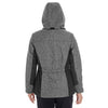 Devon & Jones Women's Dark Grey Heather/Black Midtown Insulated Fabric-block Jacket with Crosshatch Melange