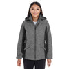 Devon & Jones Women's Dark Grey Heather/Black Midtown Insulated Fabric-block Jacket with Crosshatch Melange