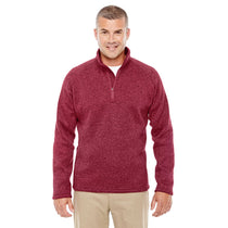 Devon & Jones Men's Red Heather Bristol Sweater Fleece Quarter-Zip