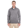 Devon & Jones Men's Dark Grey Heather Newbury Melange Fleece Quarter-zip