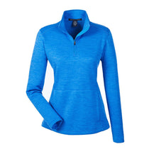 Devon & Jones Women's French Blue Heather Newbury Melange Fleece Quarter-zip
