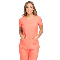 Dickies Women's Vibrant Coral Dynamix Rounded V-Neck Top