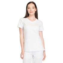 Dickies Women's White Dynamix Rounded V-Neck Top