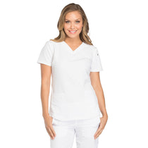 Dickies Women's White Dynamix V-Neck Top